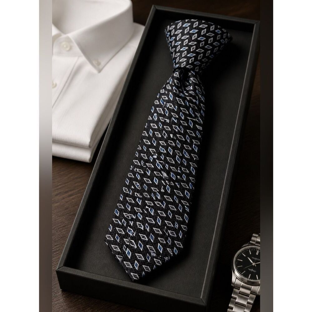 Puritan Black and Blue Diamond Pattern Tie